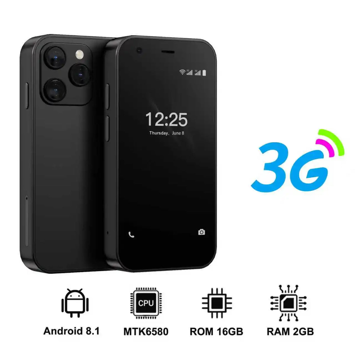 SERVO 15SE Ultra Mini Palm Smartphone 3G WCDMA Android Dual SIM WiFi Hotspot GPS Play Store 16GB ROM 3.0" Pocket Mobile Phone