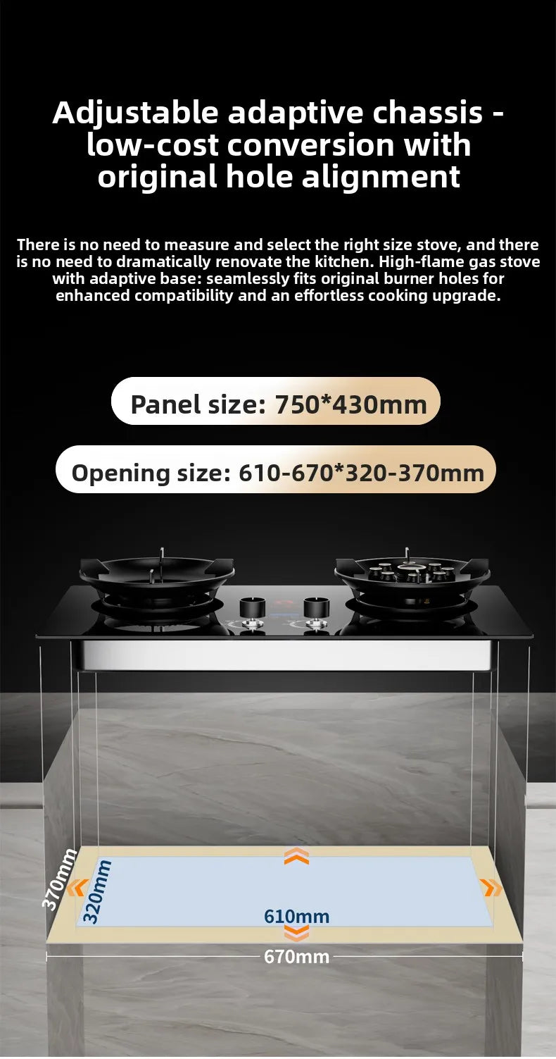 Gas stove, double burner, household LPG tabletop/natural gas stove, high-power built-in gas stove