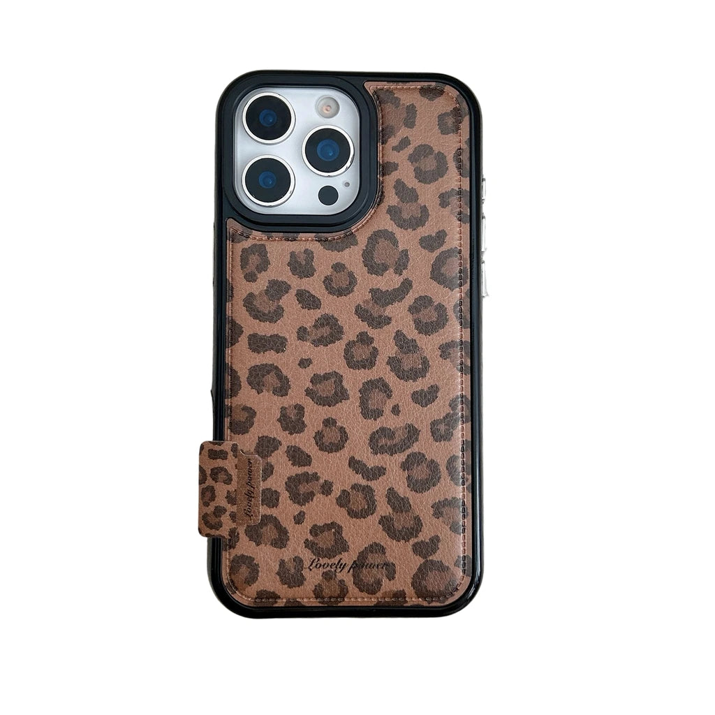 Fashion Sweet Pink Leopard Print Leather Shockproof Protective Phone Cover Case for iPhone 17 16 15 14 Pro Max