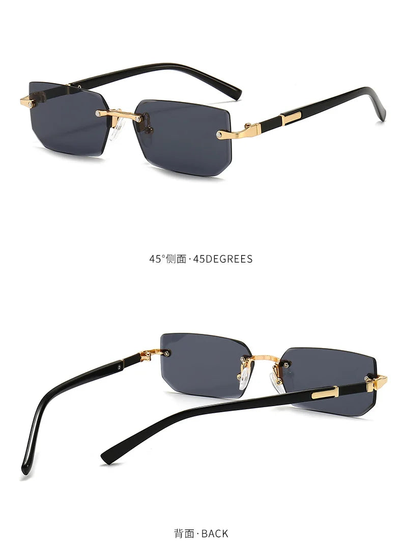 1PCS/2PCS/3PCS Rimless Sunglasses Rectangle Fashion Popular Women Men Shades Small Sun Glasses For Female Male Traveling Oculos