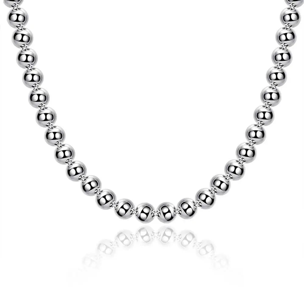 Hot 925 Sterling Silver Classic brands 8MM bead chain Necklace for woman men charms Fashion party wedding Jewelry Holiday gift