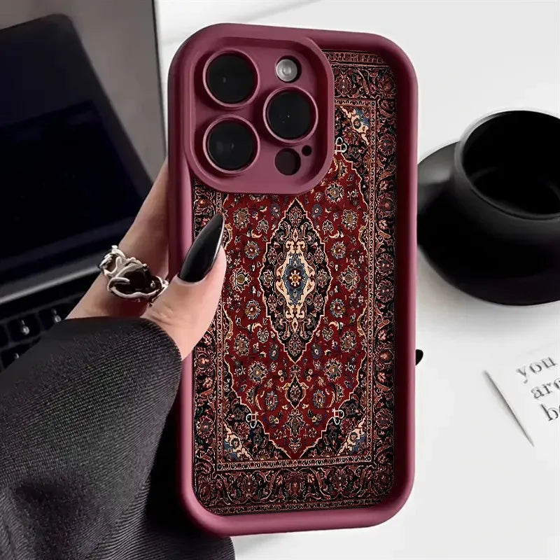 Vintage Pattern Bumper Phone Case For iPhone 17 16 15 14 13 12 11 Pro Max XS XR X 7 8 Plus 16E 17 Air 13 Mini Silicone TPU Cover
