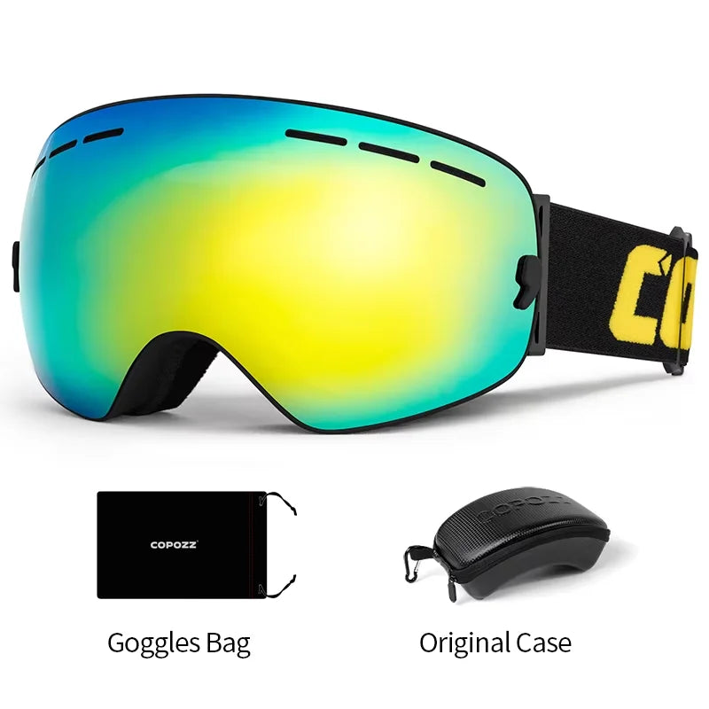 COPOZZ Brand Ski Goggles Men Women Snowboard Goggles Glasses For Skiing UV400 Protection Skiing Snow Glasses Anti-Fog Ski Mask