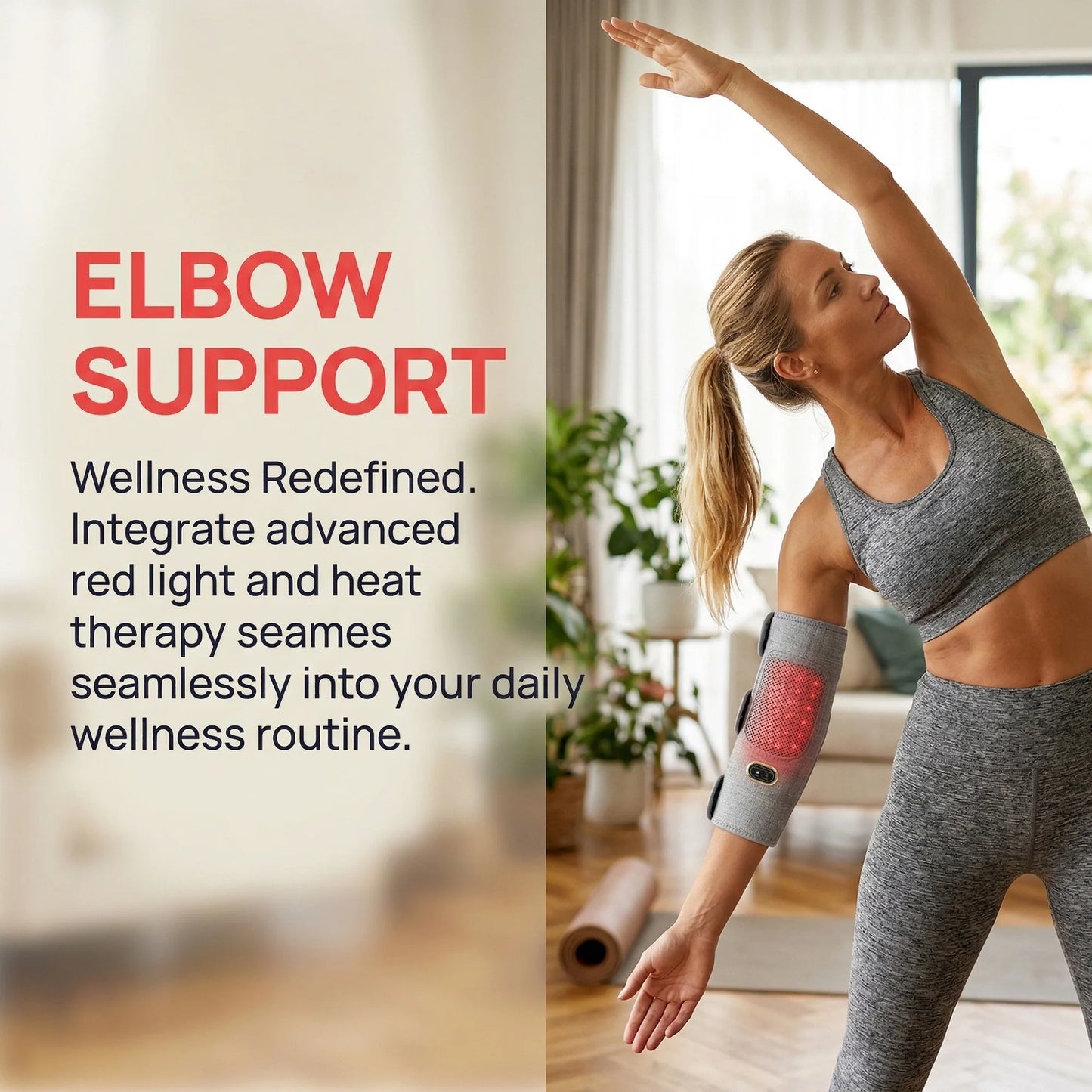 Red Light Heated Elbow Massager Brace-3 Gear Timer Vibration Relieves Muscle Relaxation Elbow for Fitness Fans Seniors