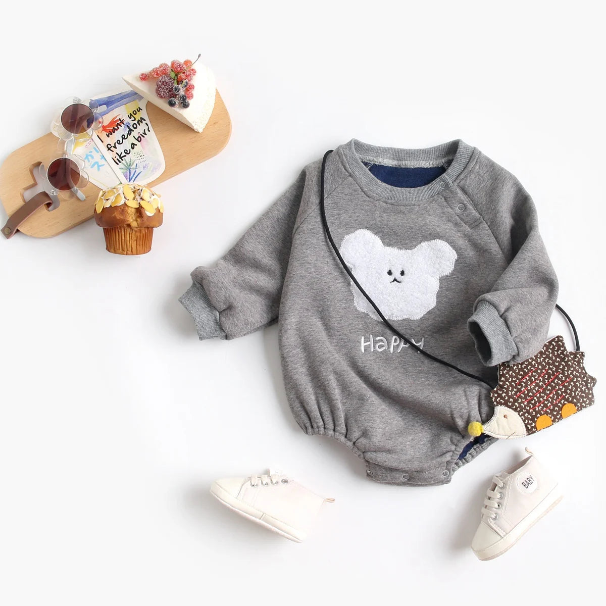 Sanlutoz Winter Autumn Unisex Baby Boys Girls Bodysuits Warm Fleece Long Sleeve Toddler Clothing Onesies Cute Animal Casual