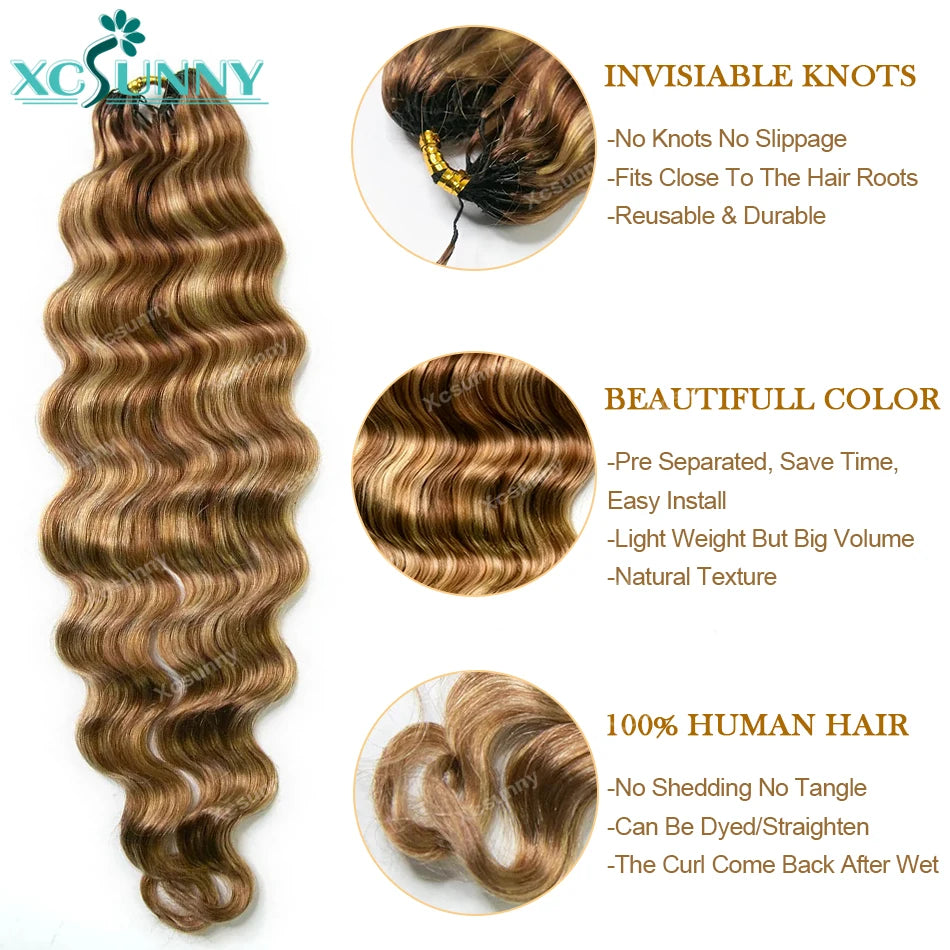 27/30/613 Mix Color Blend Loose Deep Wave Feather Crochet Human Hair Extensions Pre Separated Knotless Boho Braids Miracle Knots