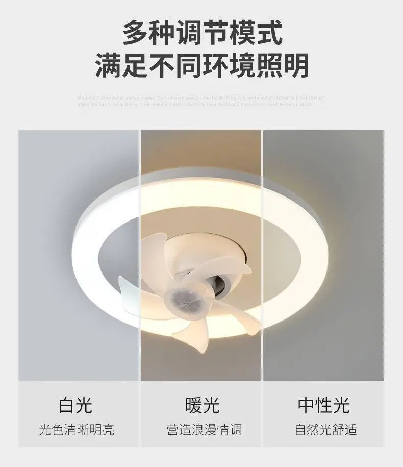 LED Ceiling Fan with E27 Screw and Remote Control, Oscillating Ceiling Fan with Adjustable Speed, Quiet for Bedrooms (124)