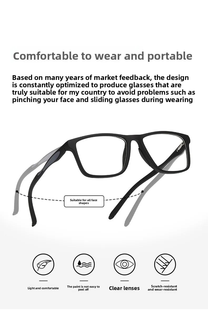 Dual Use Spring Leg Photosensitive Color Changing Multifocal Reading Glasses Anti Blue Light Lightweight Sports Reading Glasses