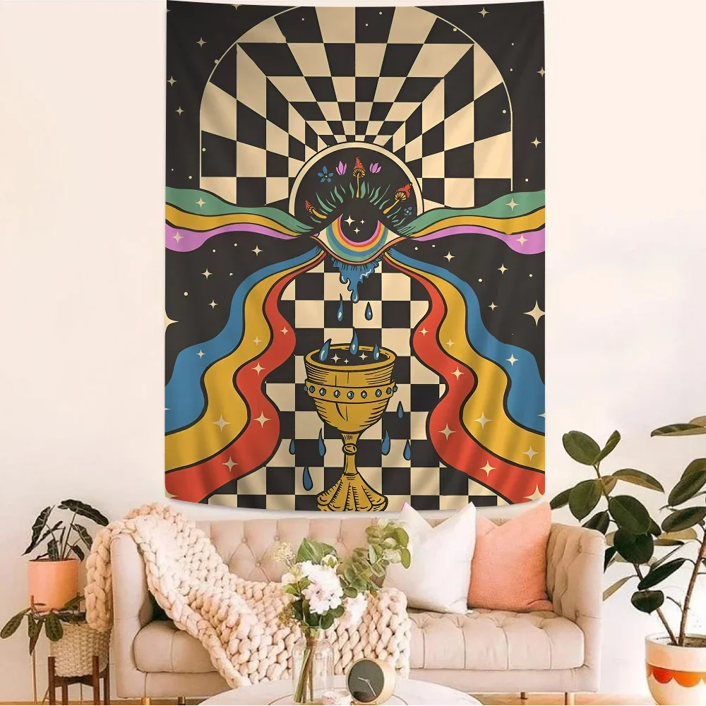 Retro Bohemian Psychedelic 70s DIY Wall Tapestry Science Fiction Art Home Decor for Room