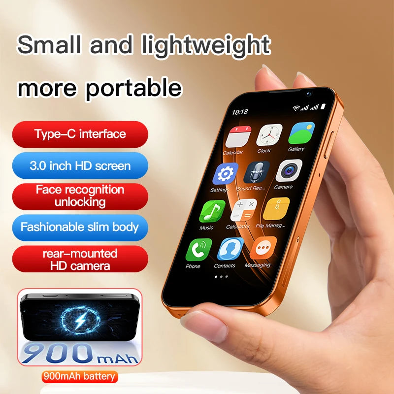SOYES i17 Mini Smartphone 3.0" Screen 2GB RAM 16GB ROM Dual SIM Standby Dual Camera Android 9.0 Small Mobile Phone