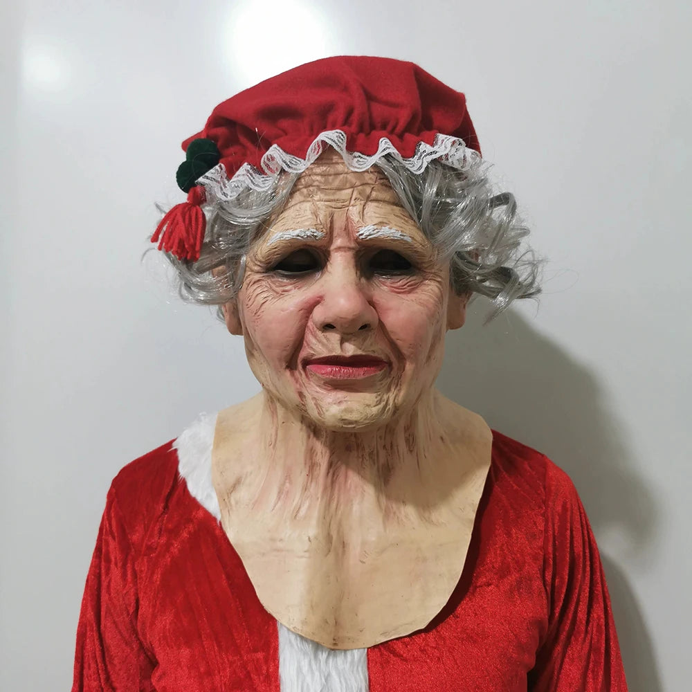 Halloween Horror Old Witch Mask with Hat Cosplay Scary Clown Hag Latex Masks Green Face Big Nose Old Women Costume Party Props