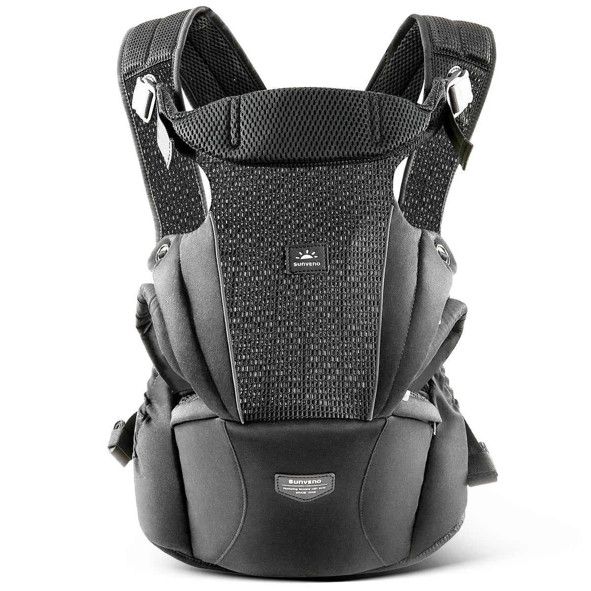 Sunveno Integrated Secure Baby Carrier Effortless Comfortable Baby Carrier Mesh Breathable 4-24months Hands-Free Ergonomic Black