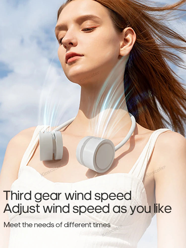 New Portable Neck Fan, Foldable Mini USB Fan, Rechargeable 1600mah Cooling Wind Fans, Personal Silent Neckfan For Sports