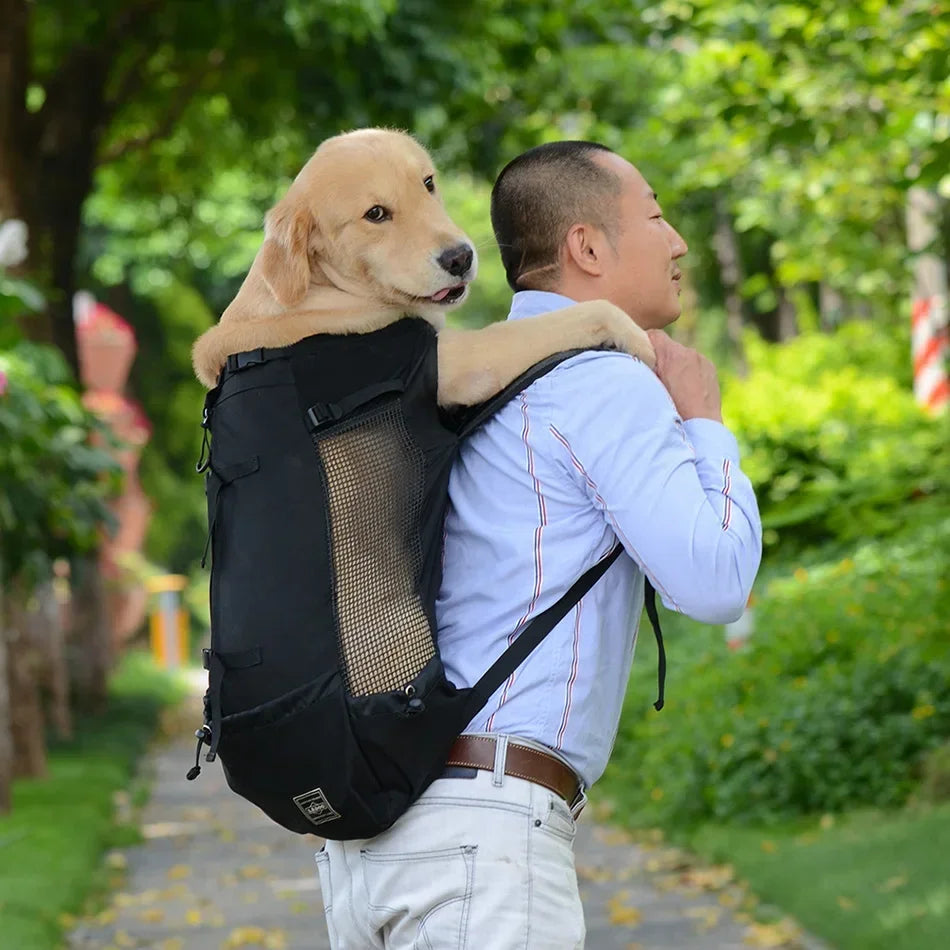 Breathable Large Dog Backpack Carrier - Durable Adjustable Outdoor Hiking Dog Bag Perfect for Large Golden Retriever & Bulldog