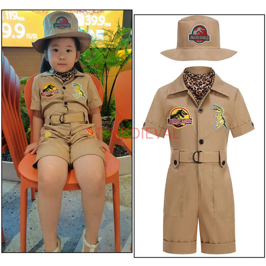 Halloween  African Wildlife Explorer Jumpsuit Dinosaur Animal Manager Jurassic Park Safari Performance Costume Safari Guide