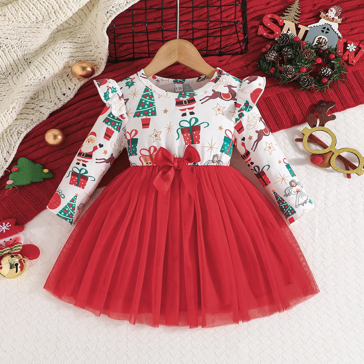 Baby Dress For New Year Green Tree Print Xmas Christmas Dress For Newborns Toddler My First New Year Girls Costumes