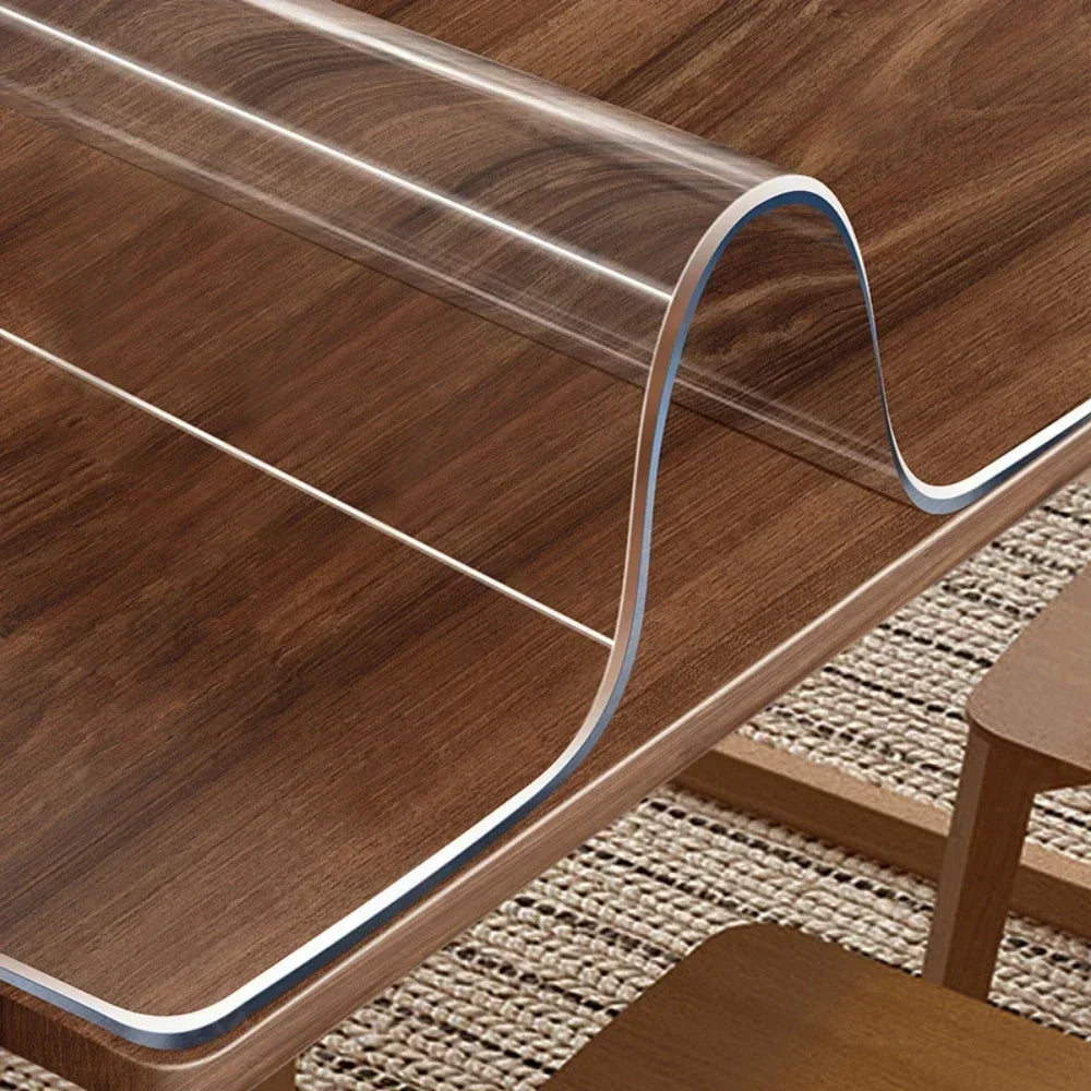 1.0+1.5mm PVC Transparent Tablecloth, Heat-Resistant, Waterproof and Oil-Proof Table Mat