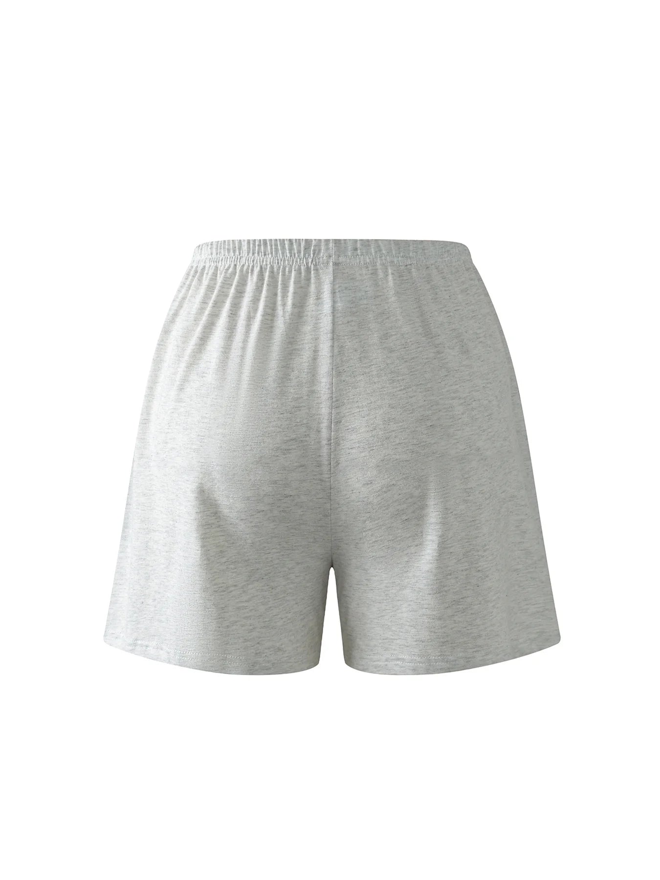 Women's High Waisted Lightweight Sports Shorts - Elastic Waistband, Breathable Elastic Fabric, Pure Gray Summer Fitness