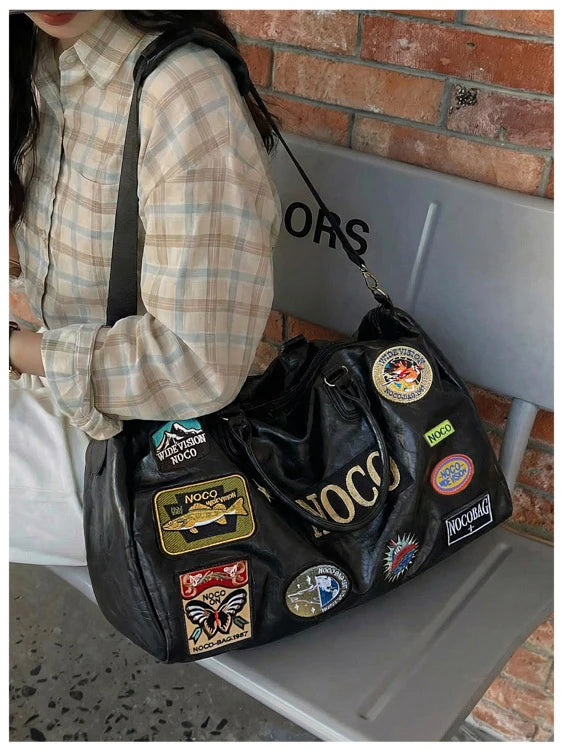 Fitness Travel Bag Suitable for Both Men and Women, Can Be Carried by Hand, Worn over the Shoulder or Cross-Body， Pu Leather Bag