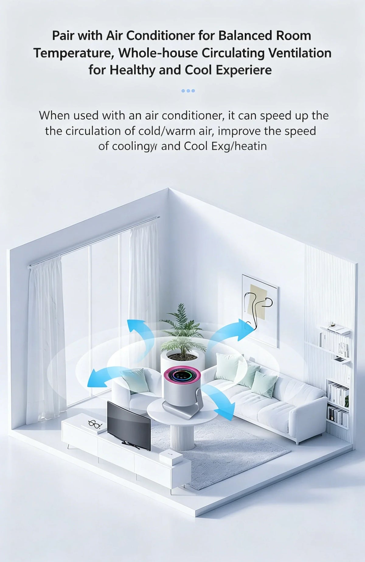 Hot-Selling New Air-Conditioning Circulating Mini Fan With Touch Control And Digital Display, Suitable For Dormitory Bed, Silent