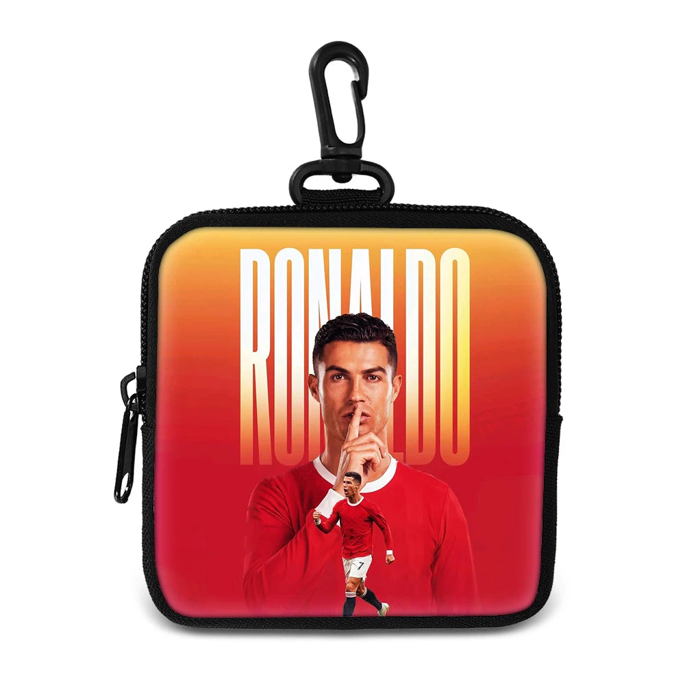 Ronaldo Money Coin Purse with Key Ring Pocket Purse mini headphone bag Football Star storage bag Credit Card Holoder Man Women
