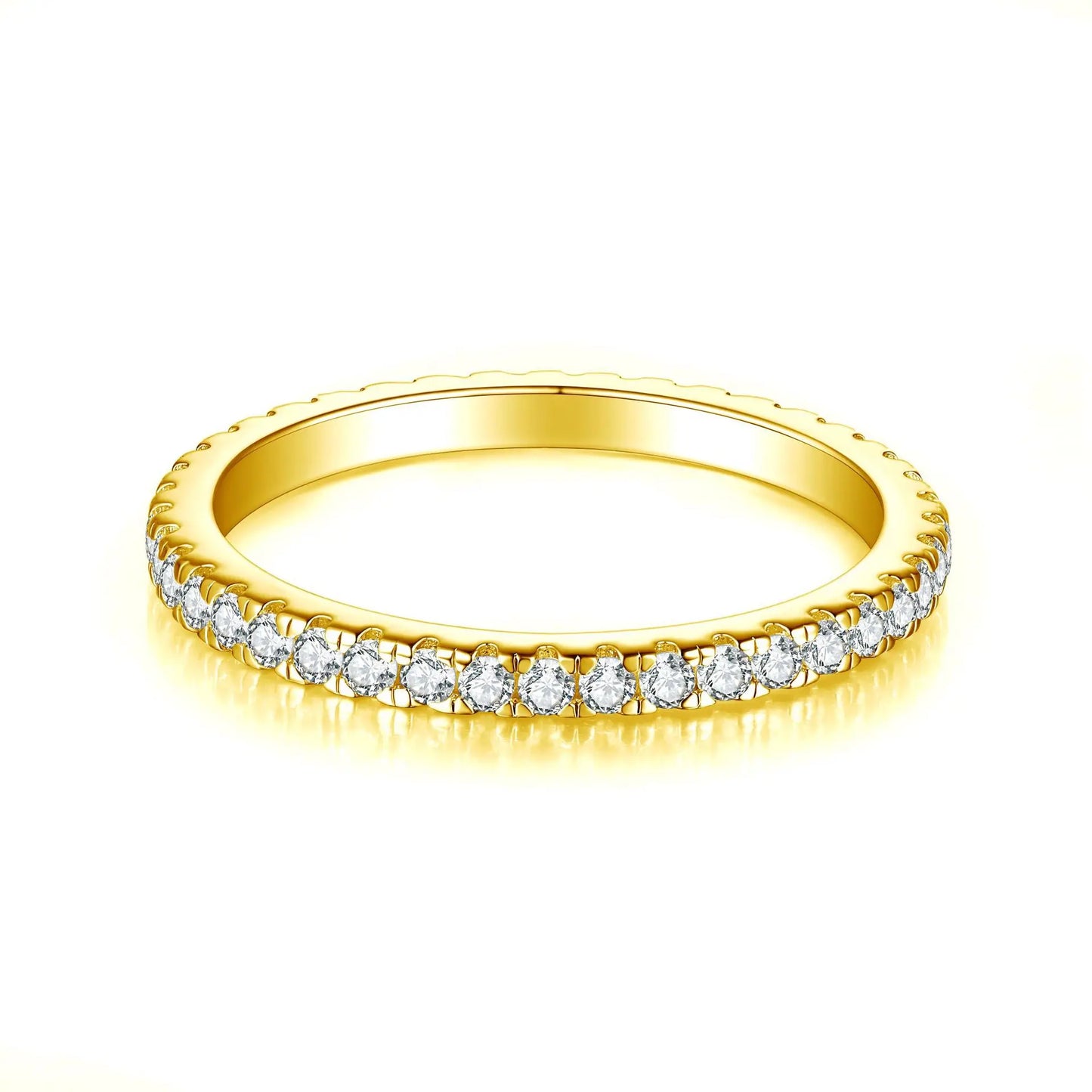 1.5mm All Moissanite 925 Sterling Silver Ring For Women with White Gold Plated Lab Diamond Engagement Wedding Band Jewelry