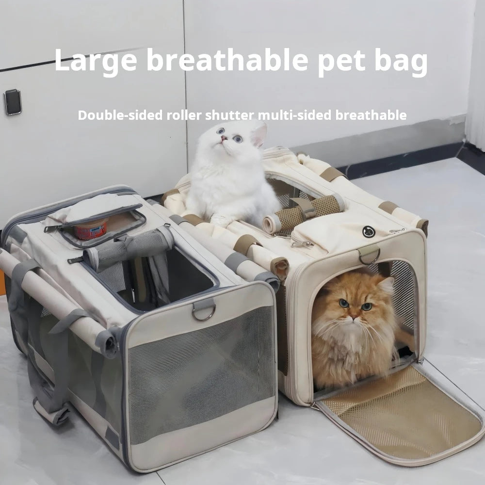 Large Capacity Cat Carrier For 2 Cats Portable Double Pet Travel Bag With Breathable Mesh Handheld Tote For Outdoor