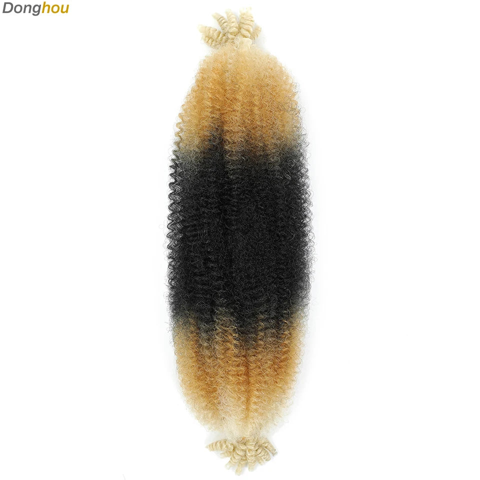 Donghou Ombre Blonde Ginger Afro Twist Hair 350 1B 30 27 613 Bug Colors Springy Twist Braiding Hair for Soft Locs Marley Braids