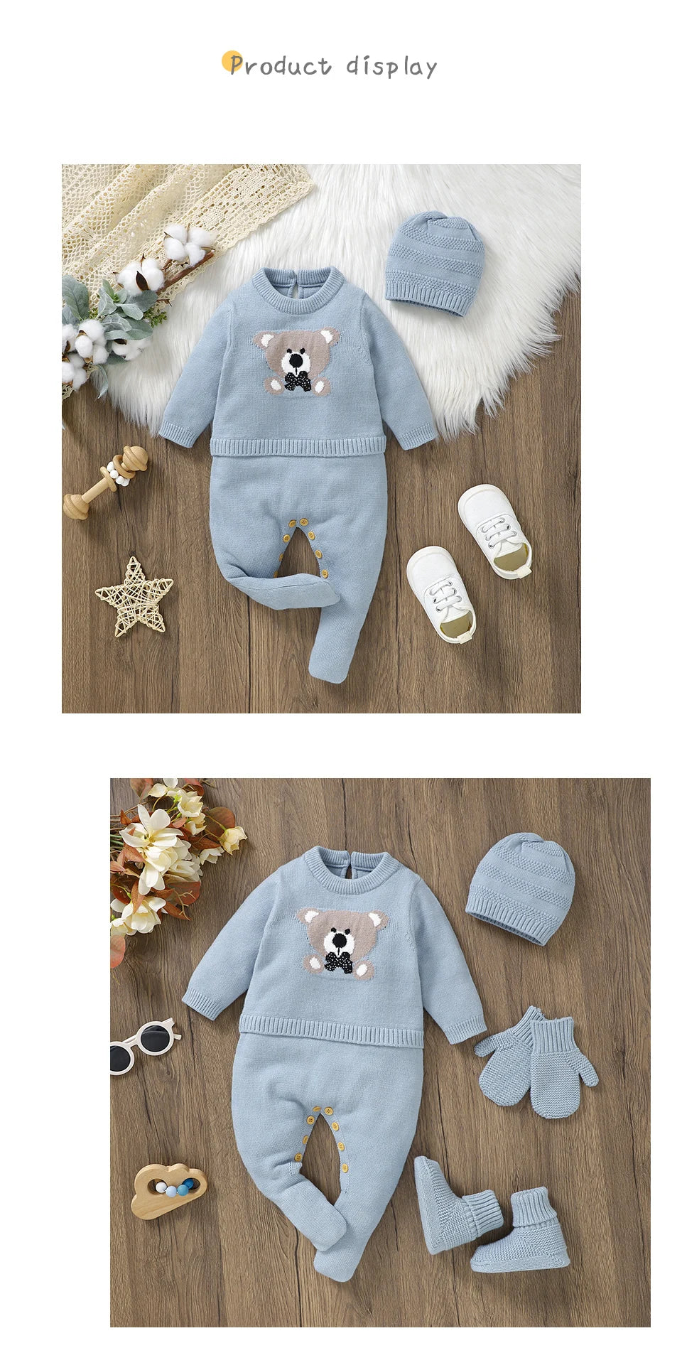 Sweet Autumn Winter Long Sleeve Baby Boys & Girls Rompers + Hat Outfits Soft Knitwear Newborn Infant Bodysuit Jumpsuit Playsuit