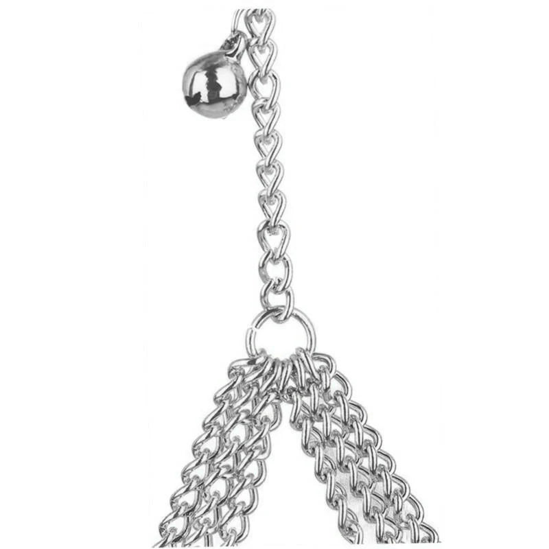 Women Sexy Silver Color Multi-layer Link Chain Chest Necklace Belly Bodychain Girls Bra Bikini Accessories Beach Holiday Gift