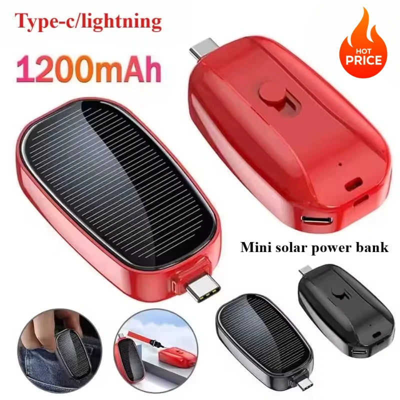 Emergency Solar Mini Portable Power Bank Keychain Portable Charger Small Outdoor Camping External Battery For iPhone and Xiaomi