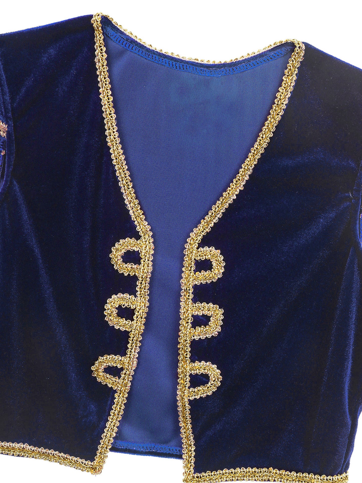 Kids Boys Arabian Prince Costume Cap Sleeve V Neck Braided Trimming Vest Waistcoat for Halloween Cosplay Theme Party Clothes