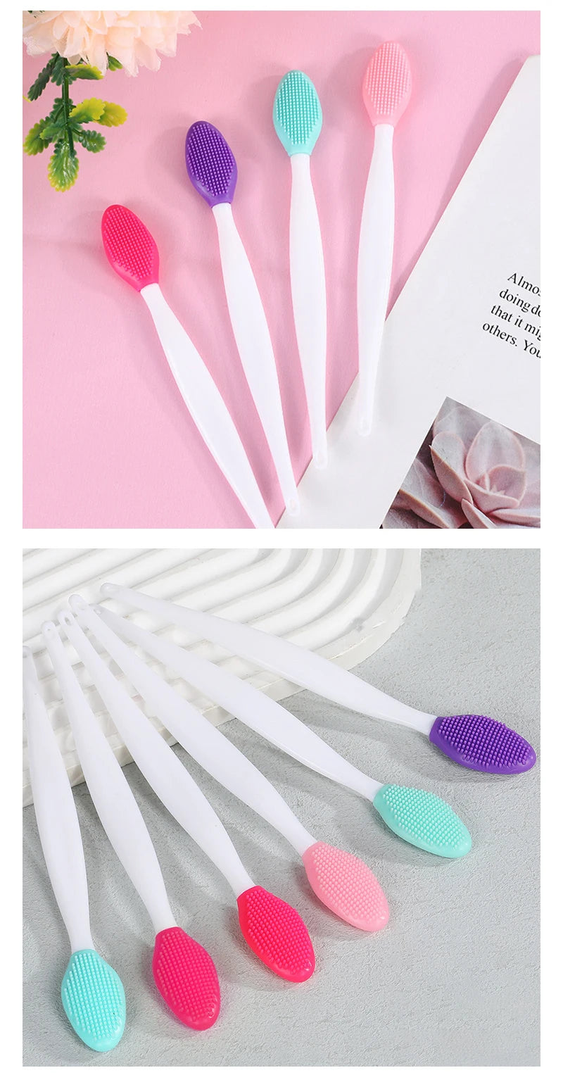 5 Pcs Lip Scrub Brush Silicone Brush Tool Double Sided Mini Exfoliating Brush Exfoliating Lip Brush Lip Scrub Tool for Dark Lips