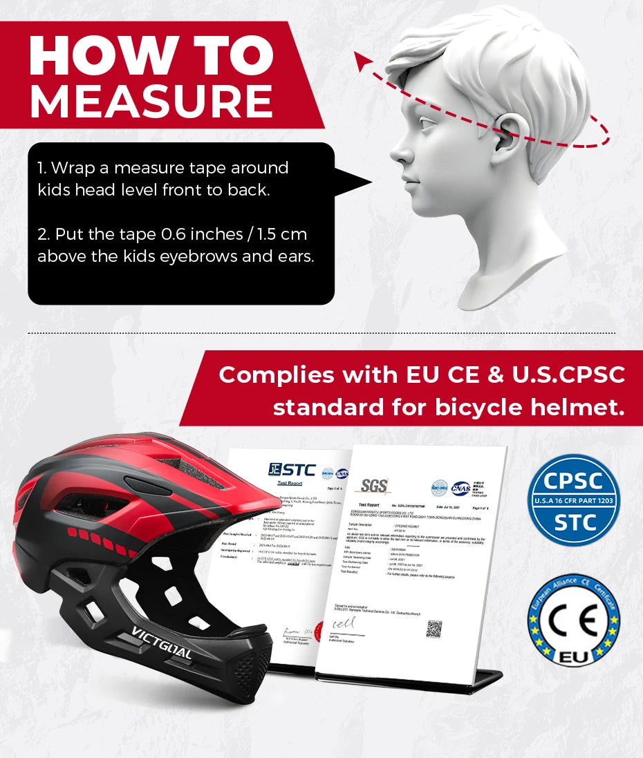 VICTGOAL Kids Detachable Full Face Bicycle Helmet Child Sports Safety Cycling Protection for Balance Bike Roller Skating Caps