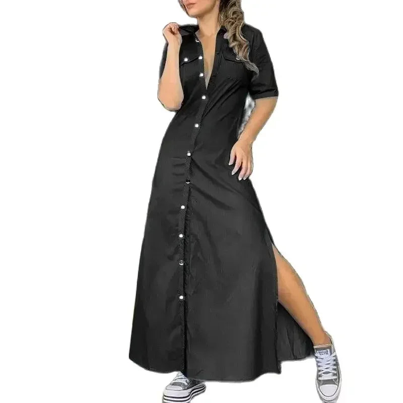 0XL-5XL Plus Size New Women's Denim Dress Solid Color Oversized Dress Elegant Party Dress for Women Plus Size Women Clothing