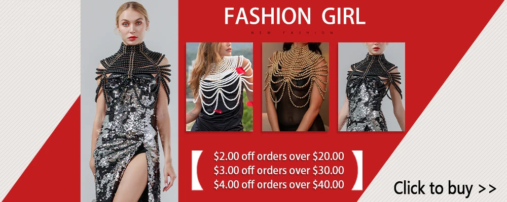 Sexy Pearl Body Chain For Women Necklaces Shawl Female Punk Style Beaded Collar Shoulder Sweater  Long Chain Bridal Body Jewelry