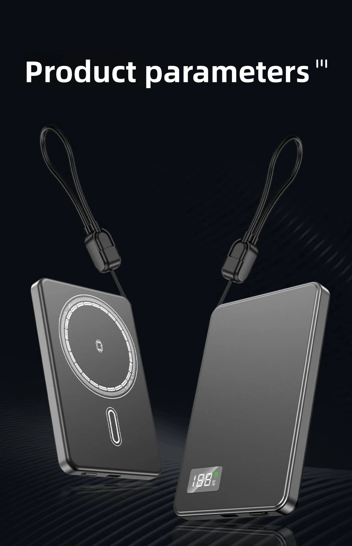 Taepiaai 10000mAh Magnetic Wireless PowerBank Ultra Thin Portable CCC Certified Super Fast Charging LED Display Pack for MagSafe