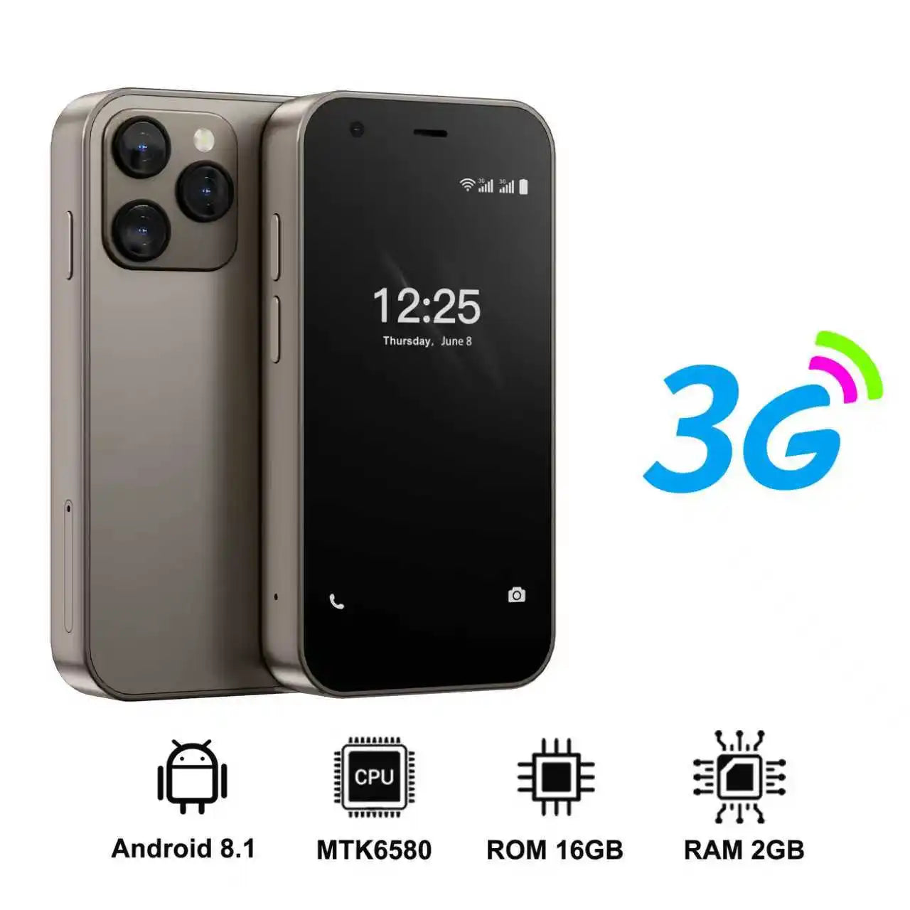 SERVO 15SE Ultra Mini Palm Smartphone 3G WCDMA Android Dual SIM WiFi Hotspot GPS Play Store 16GB ROM 3.0" Pocket Mobile Phone