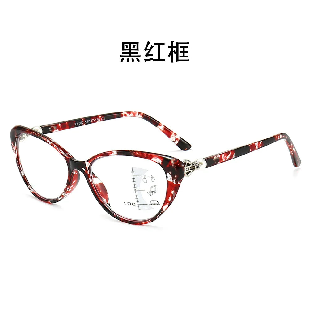 Progressive Multi Focus Anti Blue Light Reading Glasses, Fashionable Dual-purpose Reading Glasses for Both Near and Far Use
