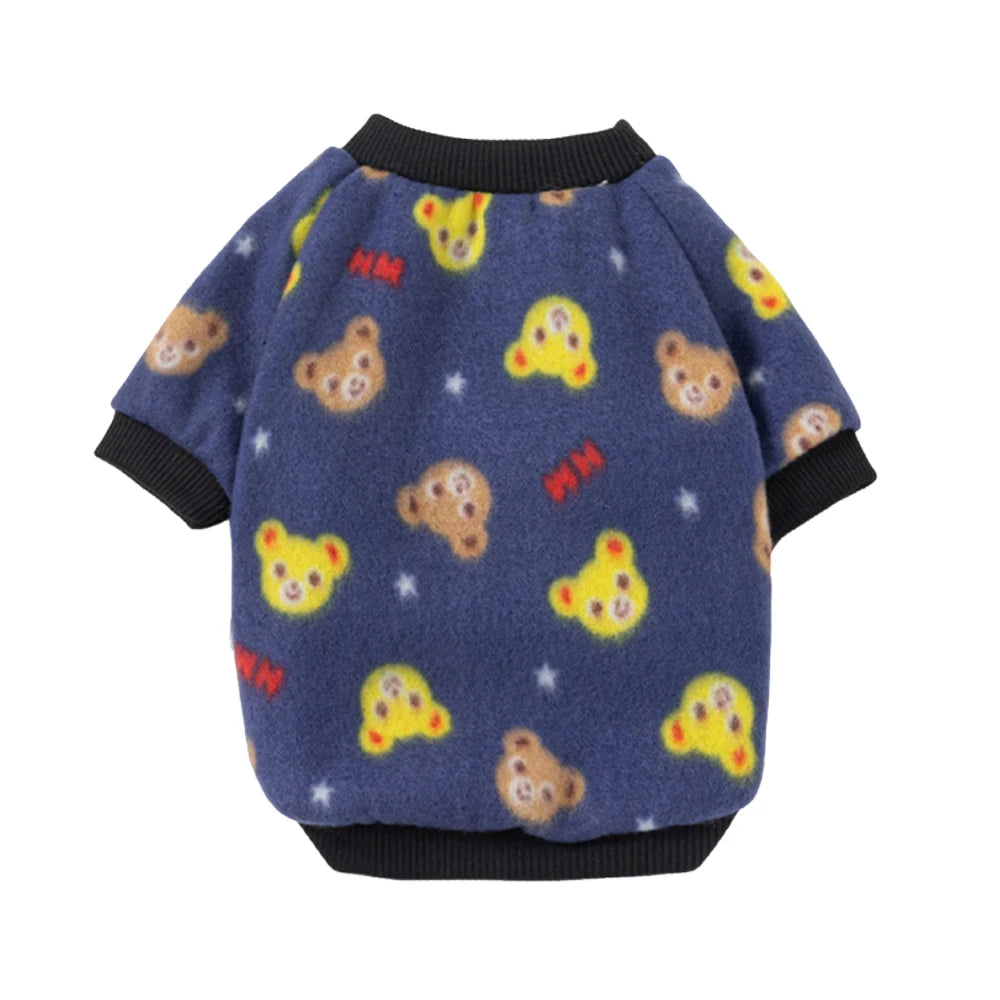 Warm Fleece Pet Pullover Sweater for Cats And Small Dogs Autumn Winter Cat Puppy Clothes Cute Printed Kitten Costume Outfits