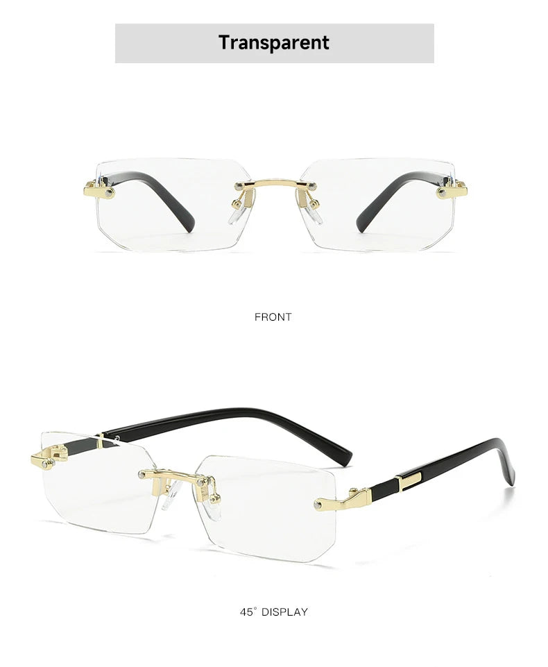 1PCS/2PCS/3PCS Rimless Sunglasses Rectangle Fashion Popular Women Men Shades Small Sun Glasses For Female Male Traveling Oculos