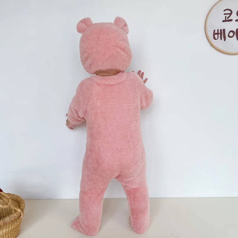 Baby Outfit Newborn Photography Props Mohair Knitted Bear Rompers Footed Jumpsuit Hat 2pcs/Sets Photography Clothing Accessories