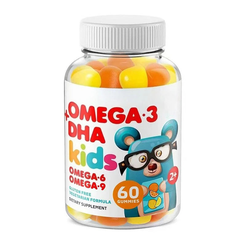 Omega 3 DHA Kids Gummies 60pcs Fruity Vegetarian Gluten Free  Daily Nutritional Support for Children 2+