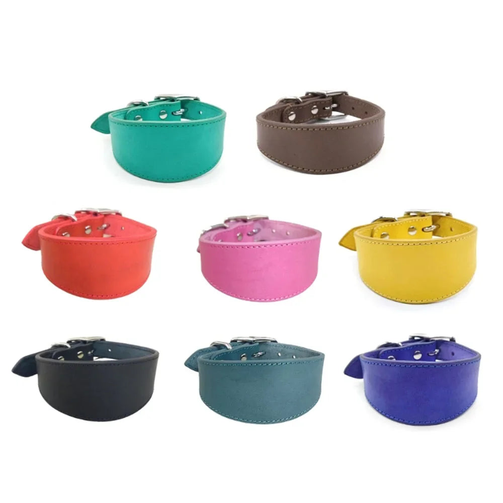 Simple and Adjustable Real Leather Greyhound Collar Wide Huibit Collar Adjustable for Small and Medium Dog Collars Pet Supplies