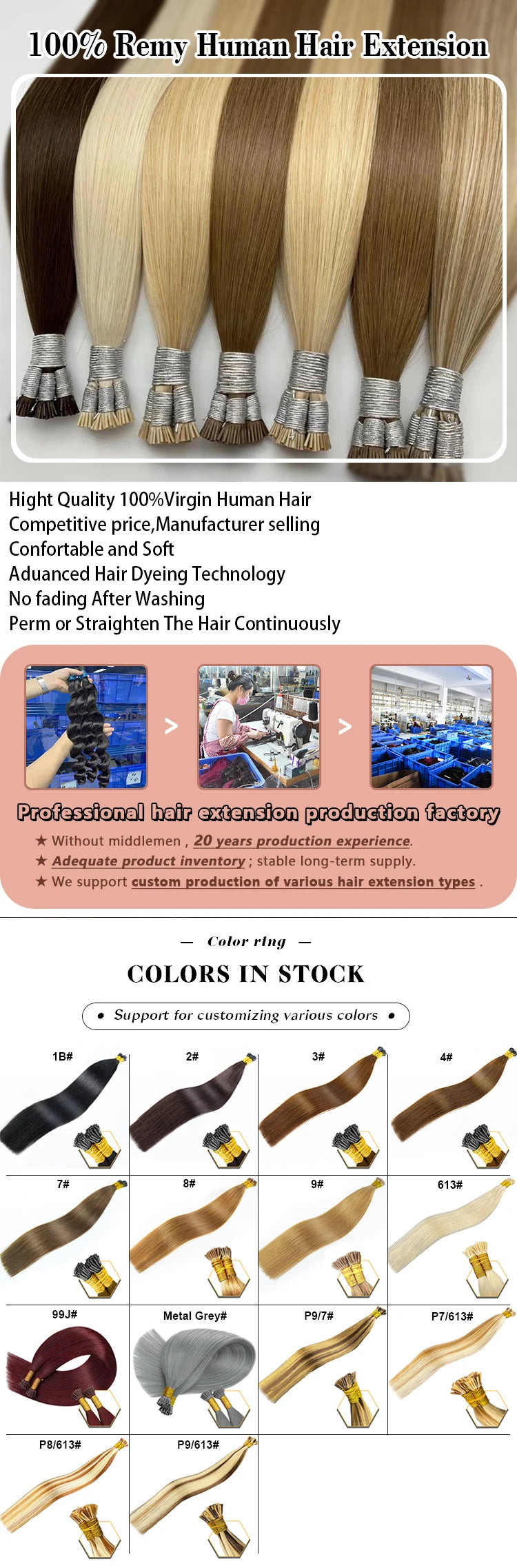 Human Hair i tip 100% human hair extensions Keratin Straight Brazilian Remy Human Hair Natural Capsule Hair Extension  30 inch