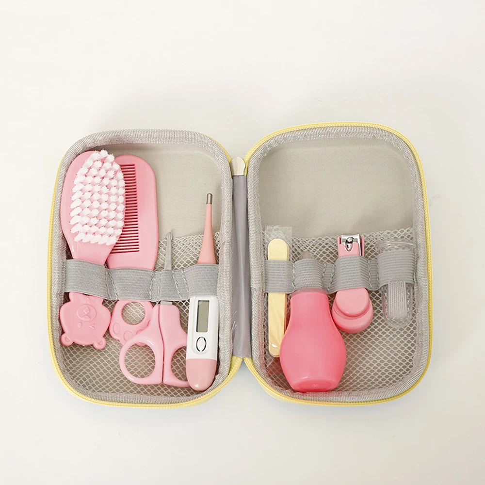 AnGku 8 sets Baby Care Tools Portable Hygiene Kit for Babies with EVA Box Grooming Kit for Newborn Baby