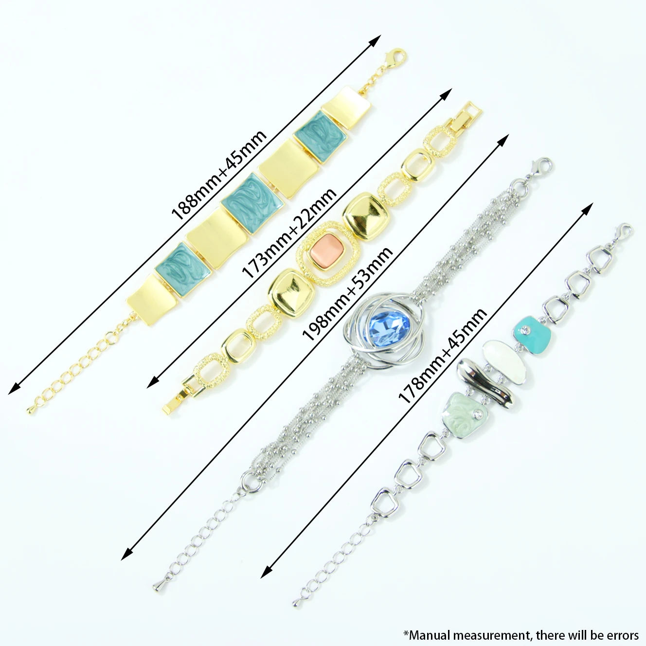 Italian Fashion Colored Crystal Bracelet Europe Bohemian Handmade Chains Brazilian Women Prom Party Statement Jewelry