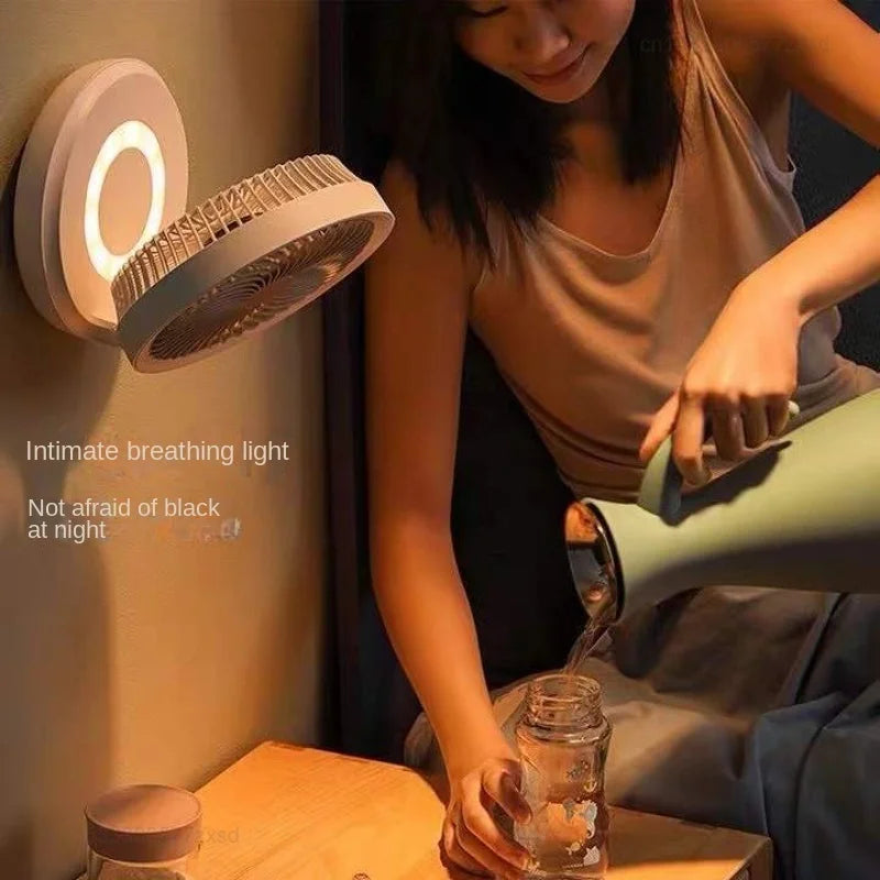 Edon Air Circulation Fan Wireless Suspended USB Rechargeable Night Light Touch Control 4 Wind Speed Folding Electric Fan