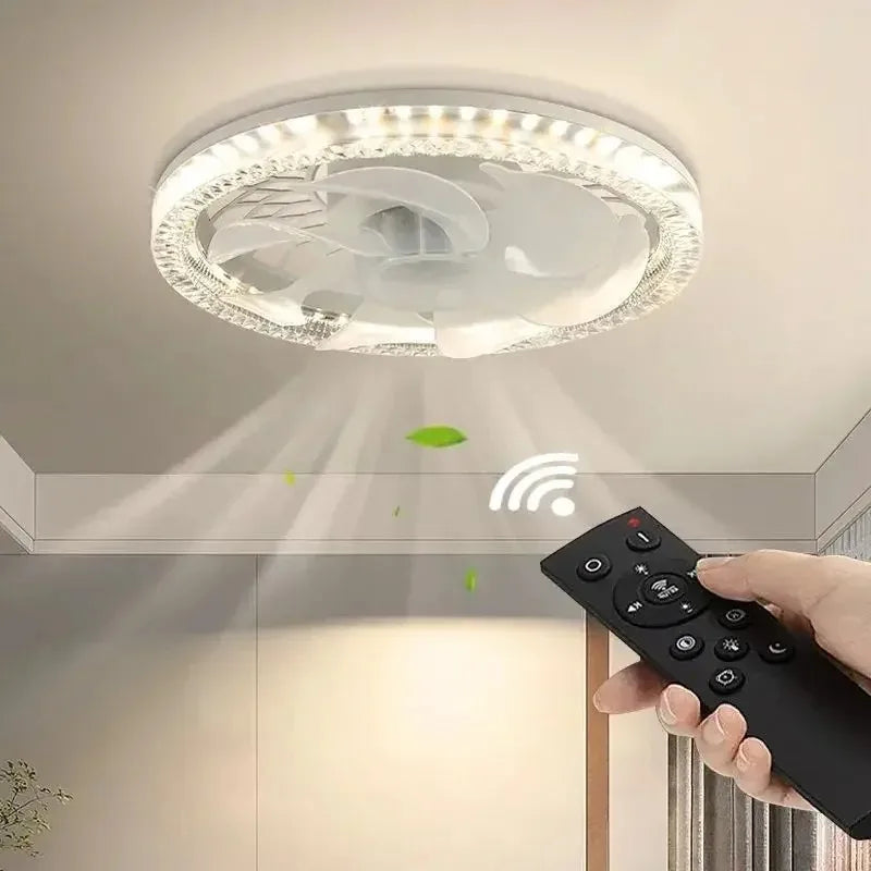 Modern Ceiling Fan With LED Light And Remote Control E27 Fan Lamp 4 Speed 360° Circulating Air For Kitchen Room Home Lighting