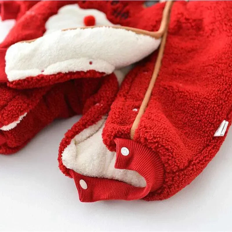 Newborn Baby Boys Girls Christmas Costume Winter Romper Jumpsuit Scarf 2PCS Clothes Set Child Warm Thick Infant Bodysuit
